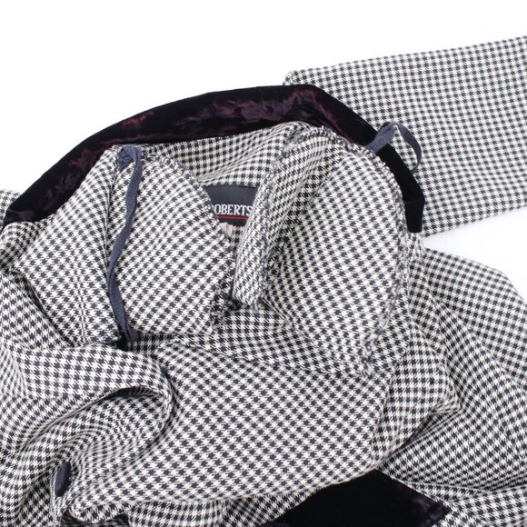 Vintage John Roberts dress womens 10 Houndstooth Velvet trim Button front maxi - Picture 13 of 14